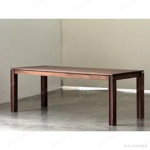 Black Walnut Chunky Parsons Dining Table in walnut — in a room setting