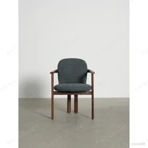 Black Walnut Dining Armchair with Charcoal Seat in walnut — in a room setting