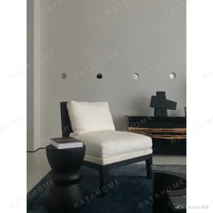 Black Walnut Slipper Chair in Cream Linen — in a room setting