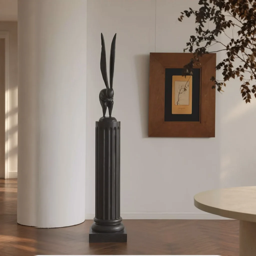 Black Walnut Fluted Roman Column Pedestal in walnut — front view
