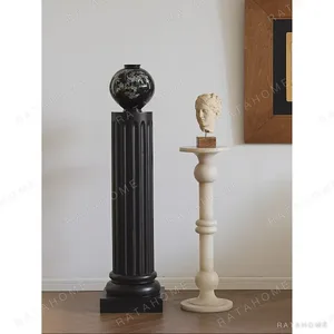 Black Walnut Fluted Roman Column Pedestal in walnut — in a room setting