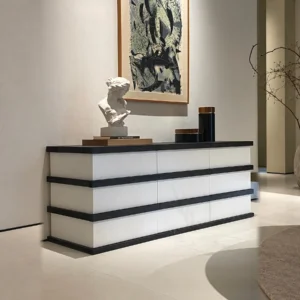 Black White Layered Cabinet — front view