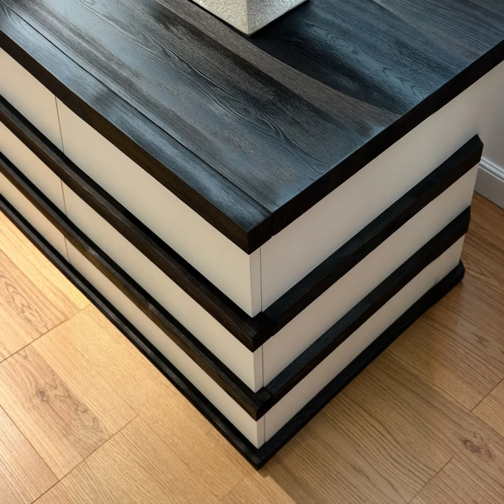 Striped Contrast Black and White Sideboard in black — front view