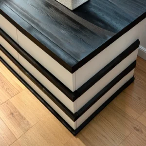 Striped Contrast Black and White Sideboard in black — front view
