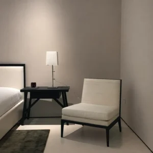 Black Wood Frame Oriental Lounge Chair in solid wood — front view