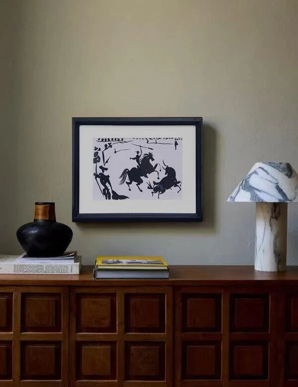 Monochrome Wall Art Set of 3 for a Blank Wall in black — in a room setting