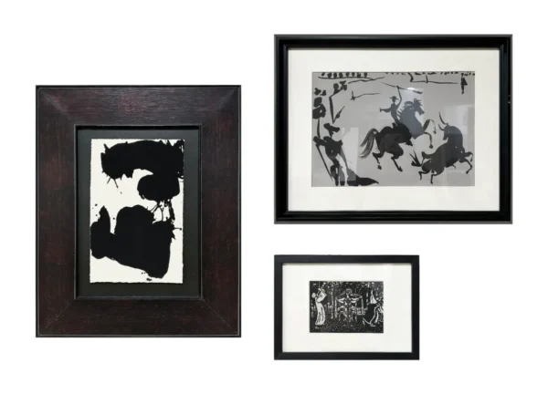 Monochrome Wall Art Set of 3 for a Blank Wall in black — in a room setting