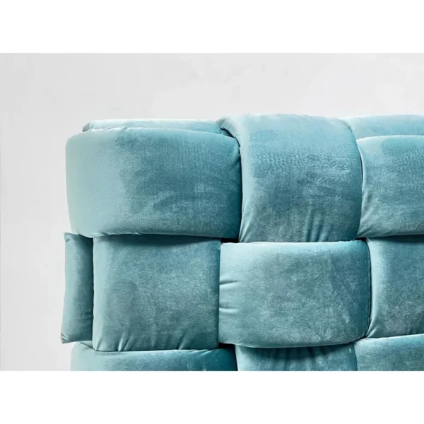 Woven Block Velvet Art Bed in Teal — in a room setting