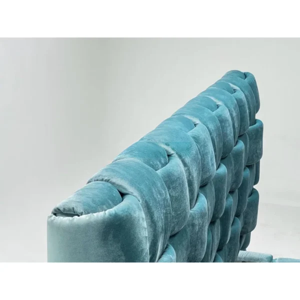 Woven Block Velvet Art Bed in Teal — in a room setting