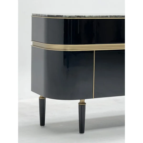 Blue Jade Stone Top Entryway Sideboard in black — in a room setting