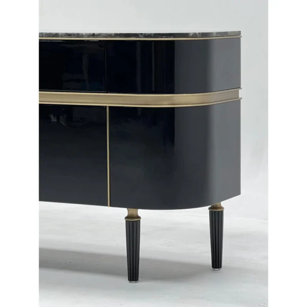 Blue Jade Stone Top Entryway Sideboard in black — in a room setting