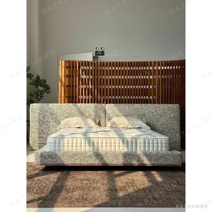 Milan Loft Bed with Slatted Wood Screen and Clover Cut-Outs in sand — in a room setting