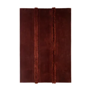 Brick Red Rug with Raised Wool Lines in red — front view