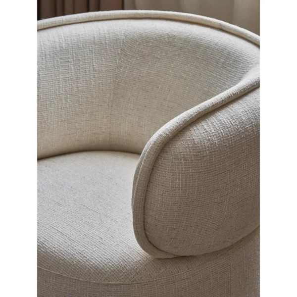 Ding Bronze-Inspired Round Armchair in Grey Bouclé — in a room setting
