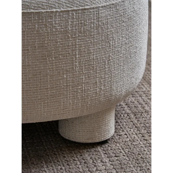 Ding Bronze-Inspired Round Armchair in Grey Bouclé — in a room setting