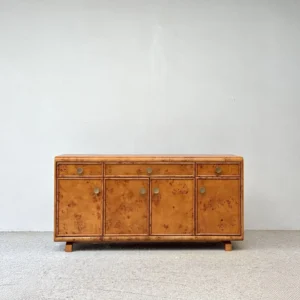 Poplar Burl Sideboard with Bronze Fittings in rust — front view