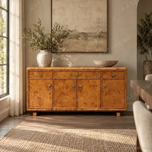 Poplar Burl Sideboard with Bronze Fittings in rust — in a room setting