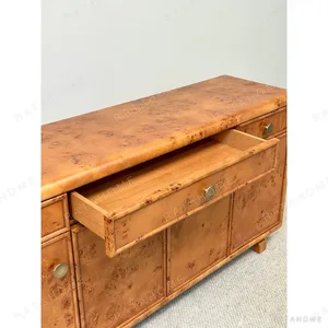 Poplar Burl Sideboard with Bronze Fittings in rust — in a room setting