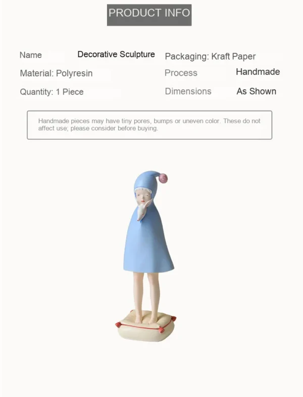 Bubble Gum Artist Figurine in Blue Cape, Gift Boxed — dimensions