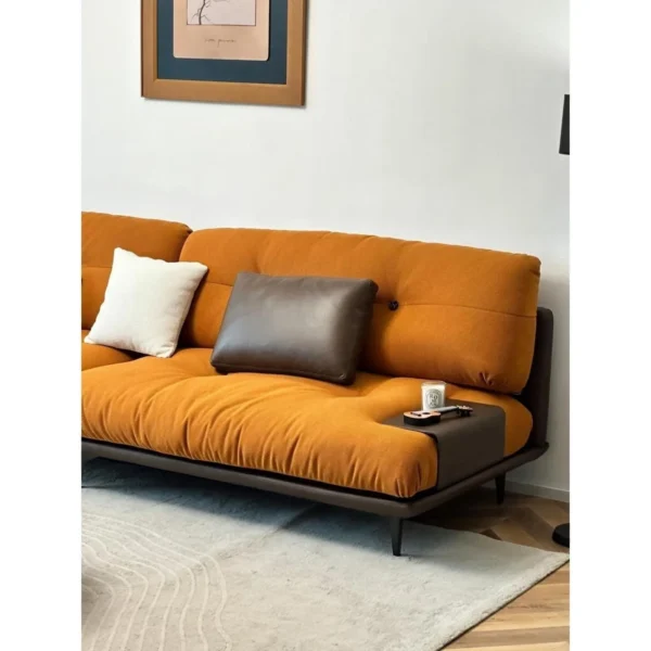 Buer Island Double-Sided Sofa in Mustard Fabric, 300 cm — in a room setting