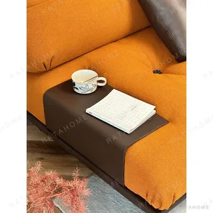Buer Island Double-Sided Sofa in Mustard Fabric, 300 cm — in a room setting
