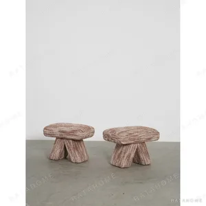 Bulbsquare Low Upholstered Stool in rose stone — in a room setting