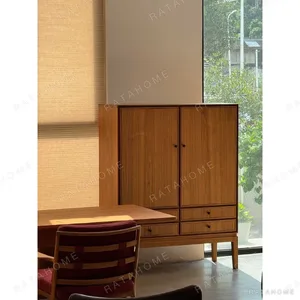 Burmese Teak Tea Room Cabinet in clay — in a room setting