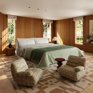 Buwan Cloud-Curve Chenille Bed in slate — front view