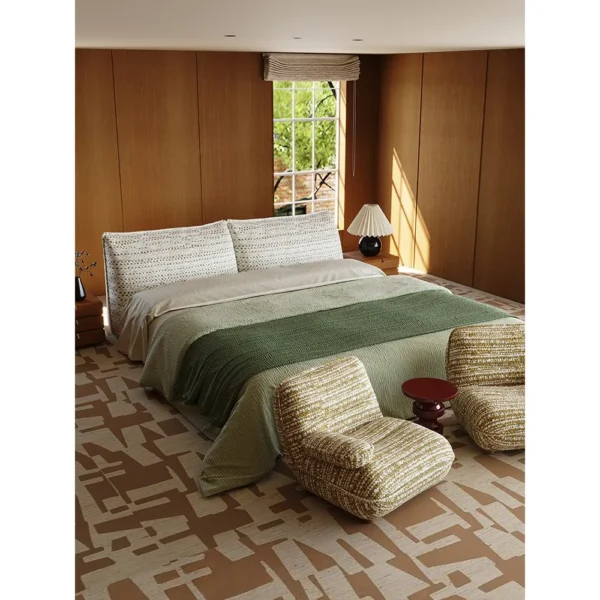 Buwan Cloud-Curve Chenille Bed in slate — in a room setting