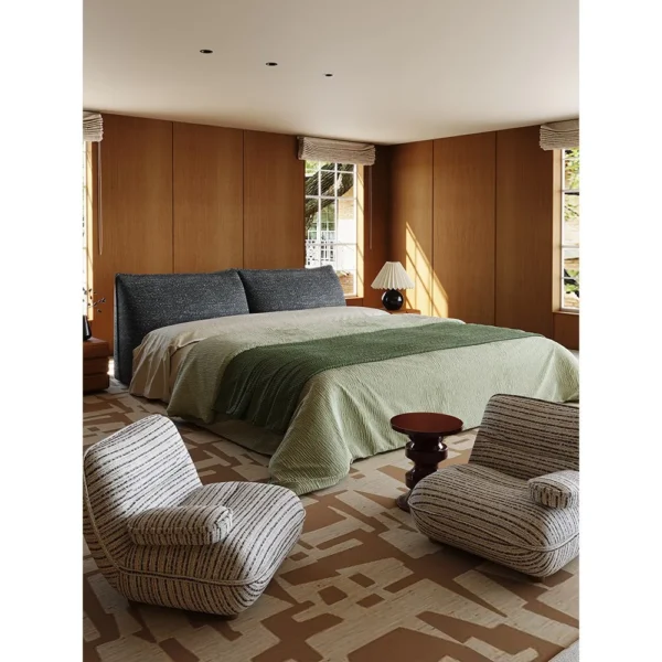Buwan Cloud-Curve Chenille Bed in slate — in a room setting