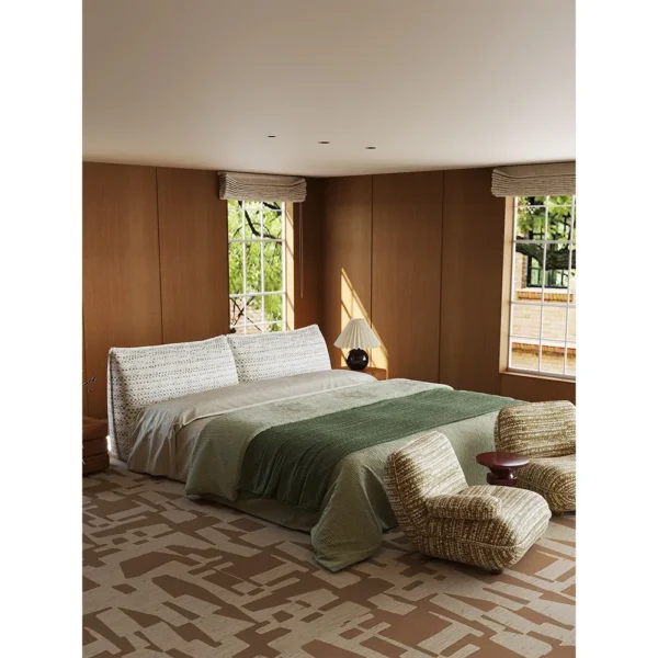 Buwan Cloud-Curve Chenille Bed in slate — in a room setting