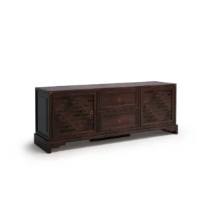 Walnut Sideboard with Herringbone Doors and Centre Drawers in walnut — front view