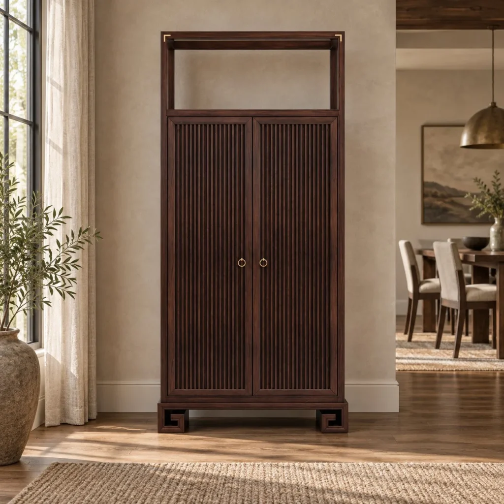 Modern Chinese Walnut Tall Cabinet in walnut — front view