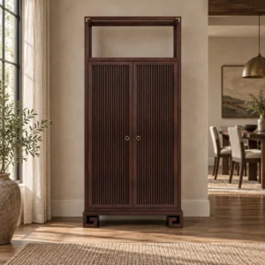 Modern Chinese Walnut Tall Cabinet in walnut — front view