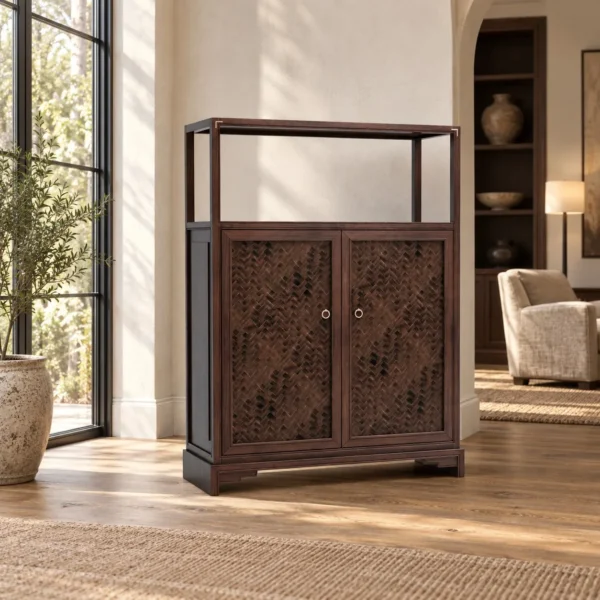 Modern Chinese Walnut Cabinet in walnut — in a room setting