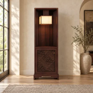Walnut Tall Display Cabinet in walnut — front view