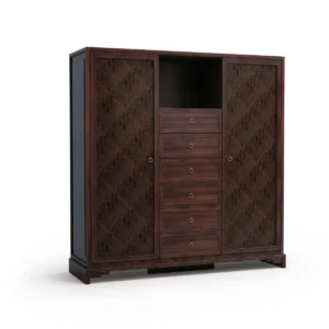Walnut Wide Wardrobe Cabinet in walnut — front view