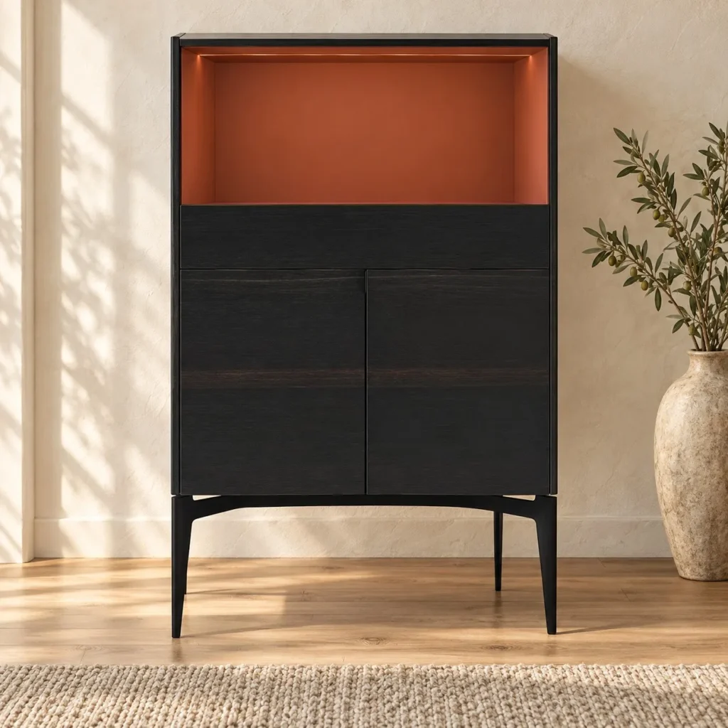 Dark Veneer Highboard in black — front view