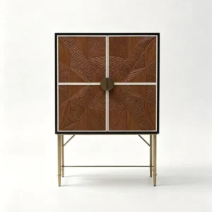 Callahan Carved Sunburst Cabinet on Brass Legs — front view