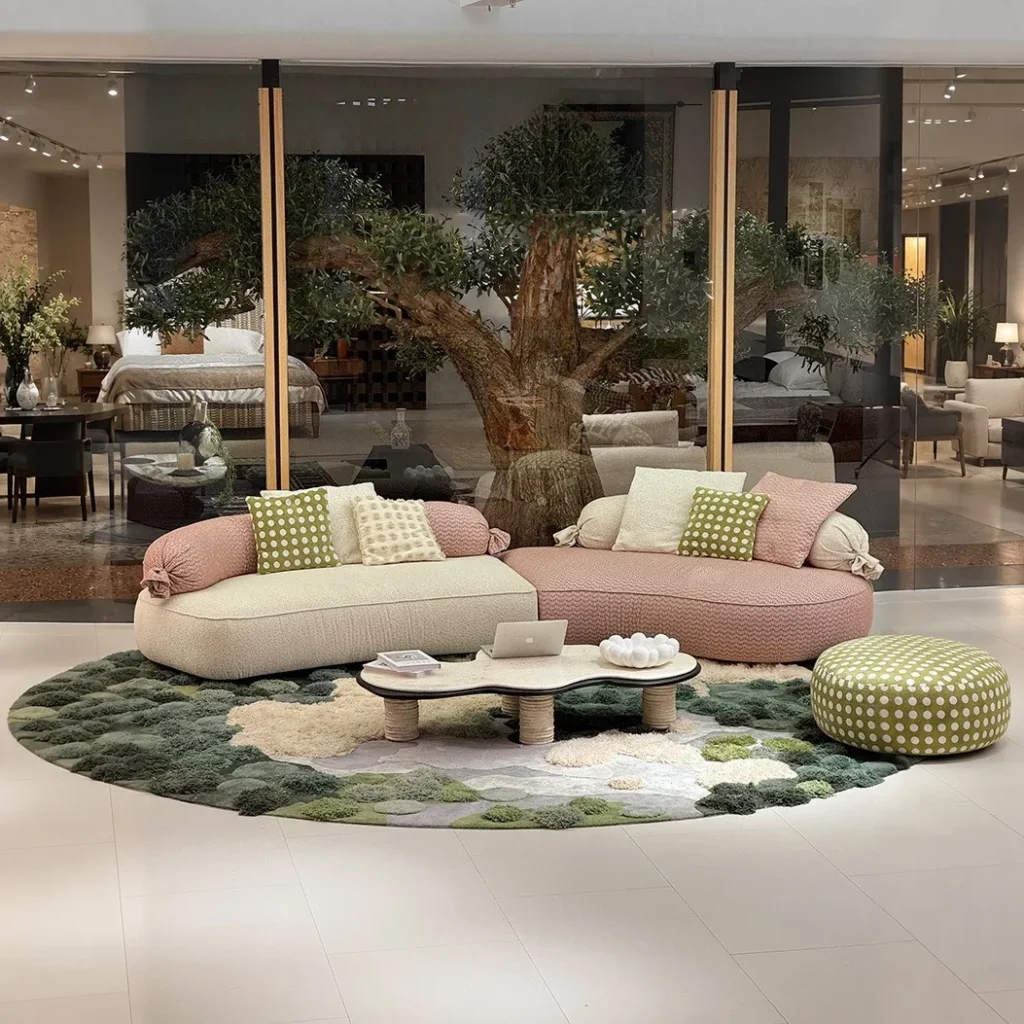 Candy Curved Sofa in leather — front view