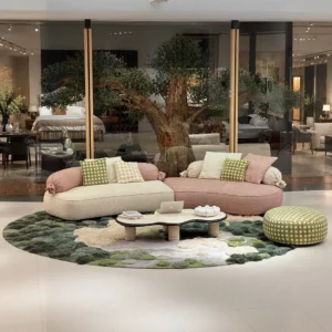 Candy Curved Sofa in leather — front view