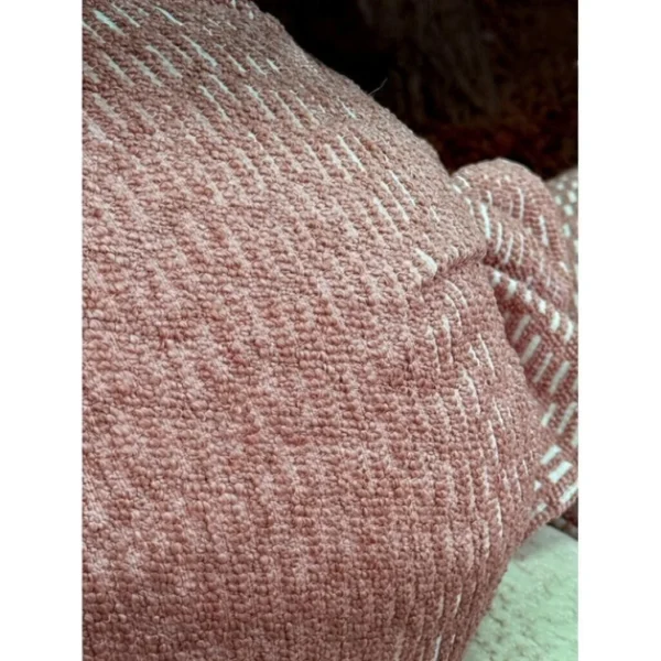 Candy Curved Modular Sofa in Blush and Cream Chenille — in a room setting