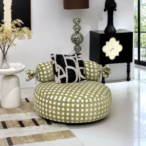 Candy Swivel Lounge Chair in olive — front view