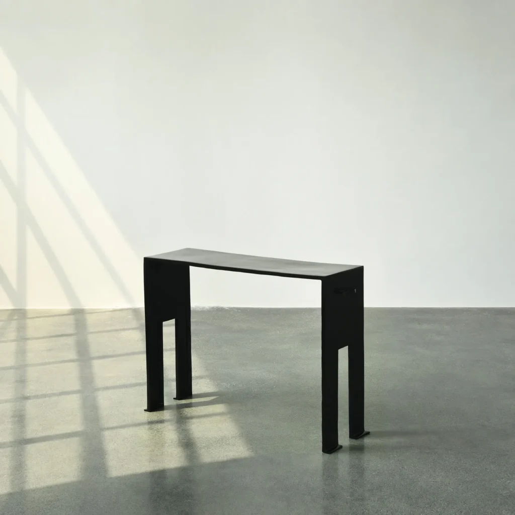 Cast Brass Console Table in Black Patina — front view