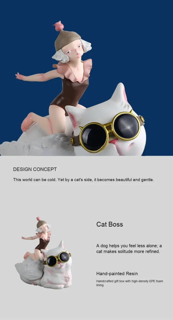 Cat Boss Artist Figurine, Gift Boxed in ivory — in a room setting
