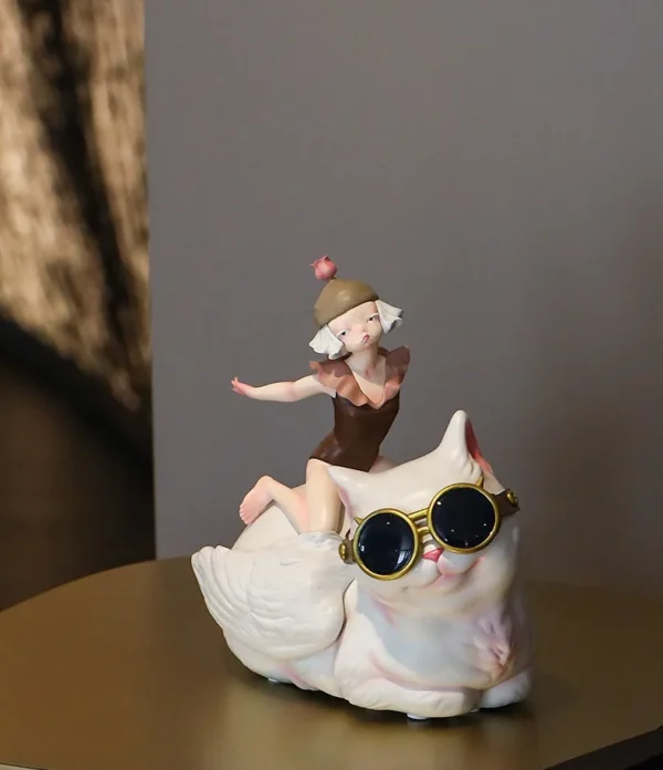 Cat Boss Artist Figurine, Gift Boxed in ivory — in a room setting