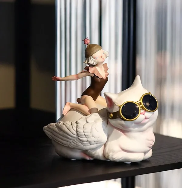Cat Boss Artist Figurine, Gift Boxed in ivory — in a room setting