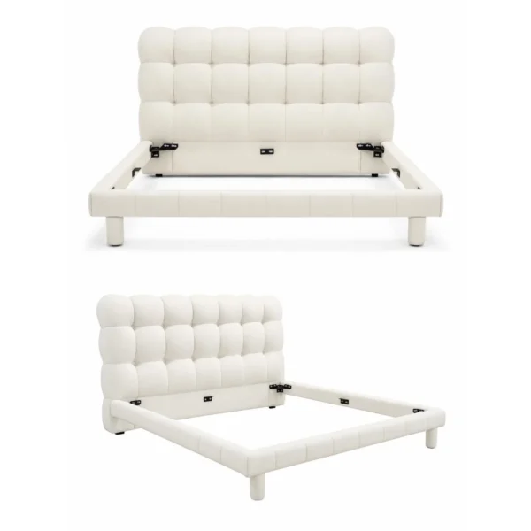 Bubble Headboard Bed in Scratch-Resistant Leather — in a room setting