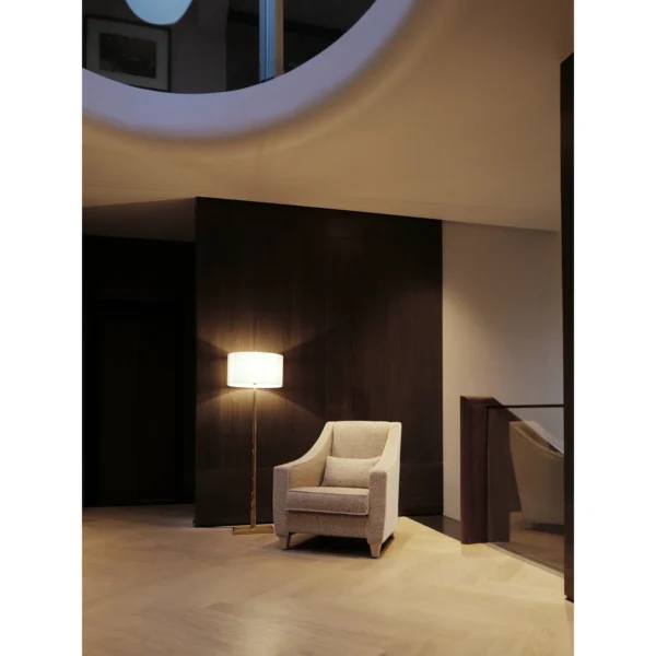 Catherine Handmade Armchair in Beige Italian Textured Fabric — in a room setting