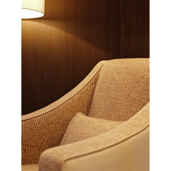 Catherine Handmade Armchair in Beige Italian Textured Fabric — in a room setting